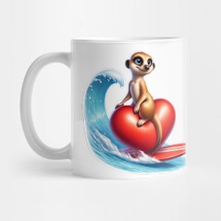 Surfing Meerkat Love - Riding the Waves of Affection Mug